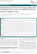 Cover page: Neighborhood Socioeconomic Status, Depression, and Health Status in the Look AHEAD (Action for Health in Diabetes) Study