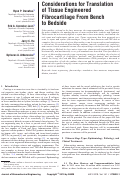 Cover page: Considerations for translation of tissue engineered fibrocartilage from bench to bedside