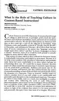 Cover page: What Is the Role of Teaching Culture in Content-Based Instruction?