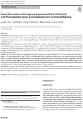 Cover page: Return Encounters in Emergency Department Patients Treated with Phenobarbital Versus Benzodiazepines for Alcohol Withdrawal