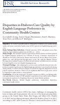 Cover page: Disparities in Diabetes Care Quality by English Language Preference in Community Health Centers