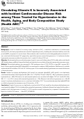 Cover page: Circulating Vitamin K Is Inversely Associated with Incident Cardiovascular Disease Risk among Those Treated for Hypertension in the Health, Aging, and Body Composition Study (Health ABC).