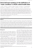 Cover page: International variation in the definition of ‘main condition’ in ICD-coded health data