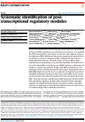 Cover page: Systematic identification of post-transcriptional regulatory modules.