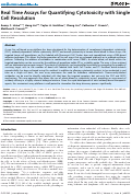 Cover page: Real Time Assays for Quantifying Cytotoxicity with Single Cell Resolution