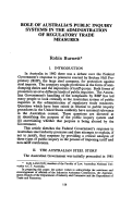 Cover page: Role of Australia's Public Inquiry Systems in the Administration of Regulatory Trade Measures