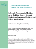 Cover page: Lifecycle Assessment of Beijing-Area Building Energy Use and Emissions: Summary Findings and Policy Applications