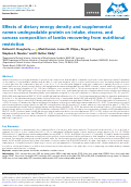 Cover page: Effects of dietary energy density and supplemental rumen undegradable protein on intake, viscera, and carcass composition of lambs recovering from nutritional restriction