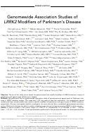 Cover page: Genomewide Association Studies of LRRK2 Modifiers of Parkinson's Disease
