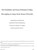 Cover page: On Scalability and Source/Channel Coding Decoupling in Large Scale Sensor Networks