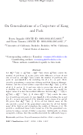Cover page: On generalizations of a conjecture of Kang and Park