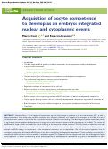 Cover page: Acquisition of oocyte competence to develop as an embryo: integrated nuclear and cytoplasmic events.