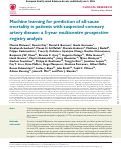 Cover page: Machine learning for prediction of all-cause mortality in patients with suspected coronary artery disease: a 5-year multicentre prospective registry analysis