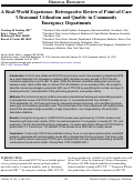 Cover page: A Real-World Experience: Retrospective Review of Point-of-Care Ultrasound Utilization and Quality in Community Emergency Departments