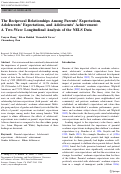 Cover page: The Reciprocal Relationships Among Parents’ Expectations, Adolescents’ Expectations, and Adolescents’ Achievement: A Two-Wave Longitudinal Analysis of the NELS Data