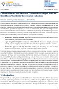 Cover page of Critical Minerals and Resource Governance: Insights from the World Bank Worldwide Governance Indicators
