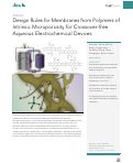 Cover page: Design Rules for Membranes from Polymers of Intrinsic Microporosity for Crossover-free Aqueous Electrochemical Devices