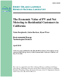 Cover page: The Economic Value of PV and Net Metering to Residential Customers in California
