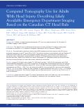 Cover page: Computed Tomography Use for Adults With Head Injury: Describing Likely Avoidable Emergency Department Imaging Based on the Canadian CT Head Rule.