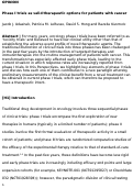 Cover page: Phase I trials as valid therapeutic options for patients with cancer