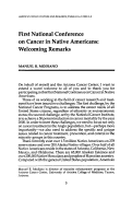 Cover page: First National Conference on Cancer in Native Americans: Welcoming Remarks