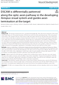 Cover page: DSCAM is differentially patterned along the optic axon pathway in the developing Xenopus visual system and guides axon termination at the target