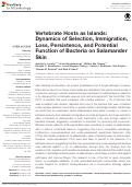 Cover page: Vertebrate Hosts as Islands: Dynamics of Selection, Immigration, Loss, Persistence, and Potential Function of Bacteria on Salamander Skin