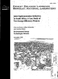 Cover page: Joint implementation initiatives in South Africa: A case study of two energy-efficiency projects