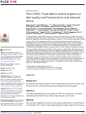 Cover page: The COVID-19 pandemic and its impacts on diet quality and food prices in sub-Saharan Africa.