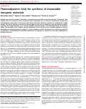 Cover page: Thermodynamic limit for synthesis of metastable inorganic materials