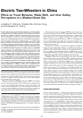 Cover page: Electric Two-Wheelers in China: Effect on Travel Behavior, Mode Shift, and User Safety Perceptions in a Medium-Sized City