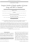 Cover page: Caregiver burden of family members of persons living with HIV in Thailand.