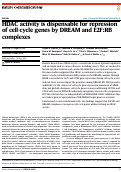 Cover page: HDAC activity is dispensable for repression of cell-cycle genes by DREAM and E2F:RB complexes