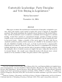 Cover page: Contestable Leaderships, Party Discipline and Vote Buying in Legislatures