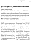 Cover page: Bridging cell surface receptor with nuclear receptors in control of bile acid homeostasis.