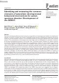 Cover page: Identifying and measuring the common elements of naturalistic developmental behavioral interventions for autism spectrum disorder: Development of the NDBI-Fi