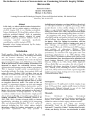 Cover page: The Influence of Learner Characteristics on Conducting Scientific Inquiry Within Microworlds