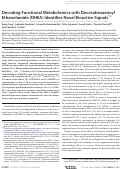 Cover page: Decoding Functional Metabolomics with Docosahexaenoyl Ethanolamide (DHEA) Identifies Novel Bioactive Signals*