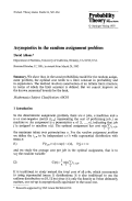 Cover page: Asymptotics in the random assignment problem