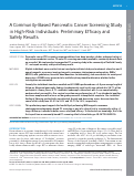 Cover page: A Community-Based Pancreatic Cancer Screening Study in High-Risk Individuals: Preliminary Efficacy and Safety Results