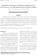 Cover page: Optimization of Parameters in Ultrasonic Cleaning Process for Hard Disk Drive Arm Using Taguchi Experimental Design Technique