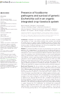 Cover page: Presence of foodborne pathogens and survival of generic Escherichia coli in an organic integrated crop-livestock system