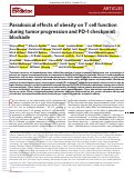 Cover page: Paradoxical effects of obesity on T cell function during tumor progression and PD-1 checkpoint blockade