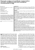 Cover page: Kinematic analysis of mandibular motion before and after mandibulectomy and mandibular reconstruction in dogs.