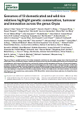 Cover page: Genomes of 13 domesticated and wild rice relatives highlight genetic conservation, turnover and innovation across the genus Oryza