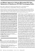 Cover page: An Efficient Approach to Perform MR-Assisted PET Data Optimization in Simultaneous PET/MR Neuroimaging Studies