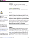 Cover page: Loneliness and the persistence of fear: Perceived social isolation reduces evaluative fear extinction.