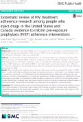 Cover page: Systematic review of HIV treatment adherence research among people who inject drugs in the United States and Canada: evidence to inform pre-exposure prophylaxis (PrEP) adherence interventions