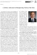 Cover page: A Lifetime Achievement in Bioengineering: Professor Shu Chien.