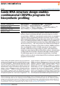 Cover page: Guide RNA structure design enables combinatorial CRISPRa programs for biosynthetic profiling